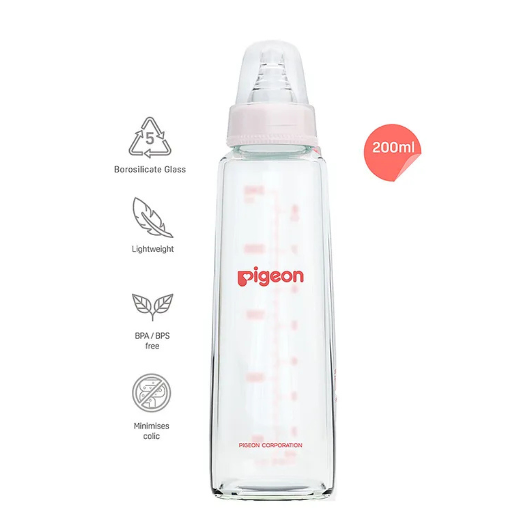 Pigeon Peristaltic Feeding Bottle Nipple Size Medium Pink - 200 ml