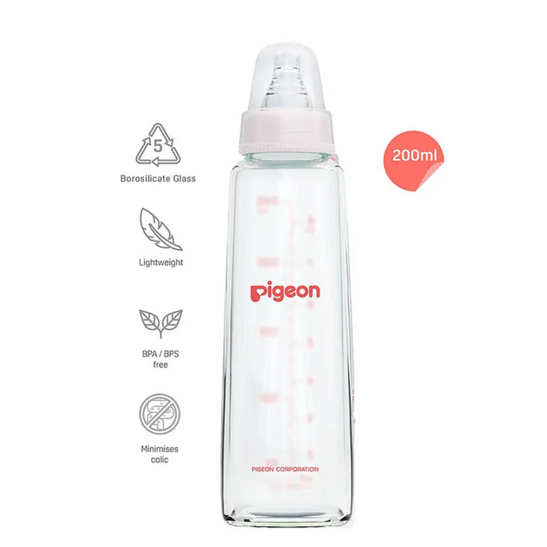 Pigeon Peristaltic Feeding Bottle Nipple Size Medium Pink - 200 ml