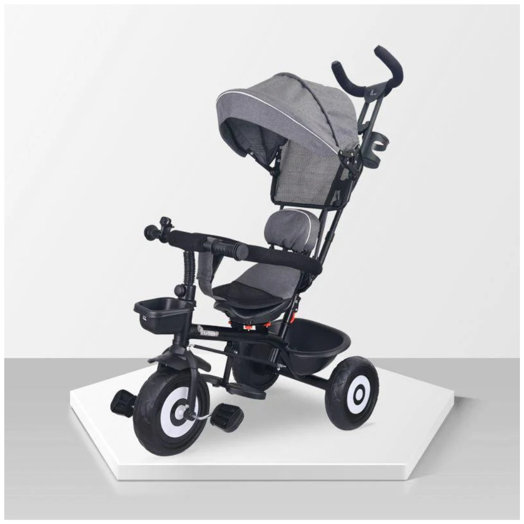 R for Rabbit T40 Ace Tricycle - 360 Rotatable Seat, Adjustable Canopy, Parental Control, Front & Rear Baskets