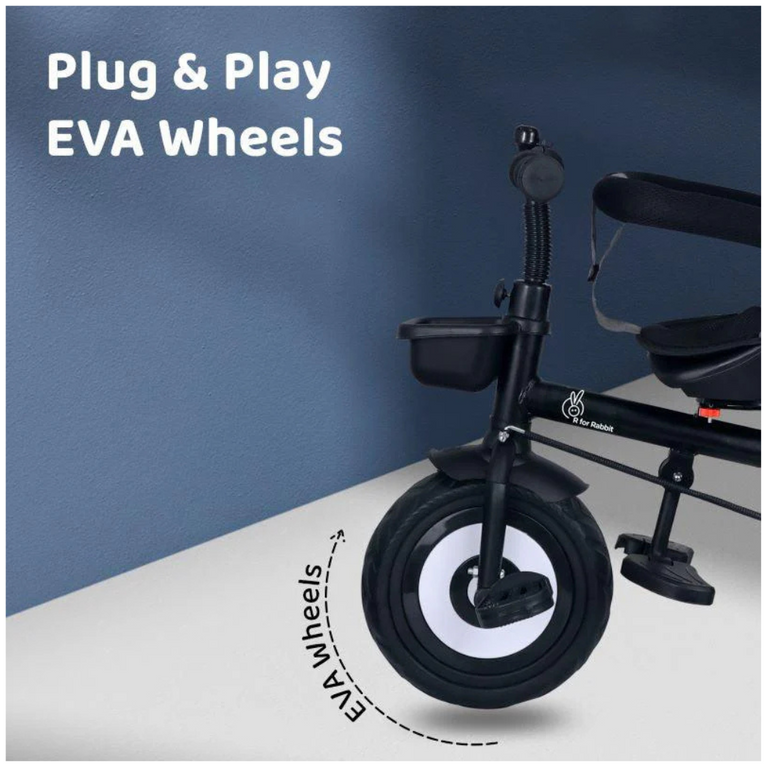 R for Rabbit T40 Ace Tricycle - 360 Rotatable Seat, Adjustable Canopy, Parental Control, Front & Rear Baskets