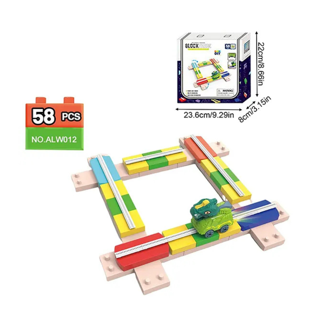 Educational DIY Puzzle Assembly Froebel Building Cube Blocks Dinosaur Track Sets Assembly Racing Rail Car Slot Toys