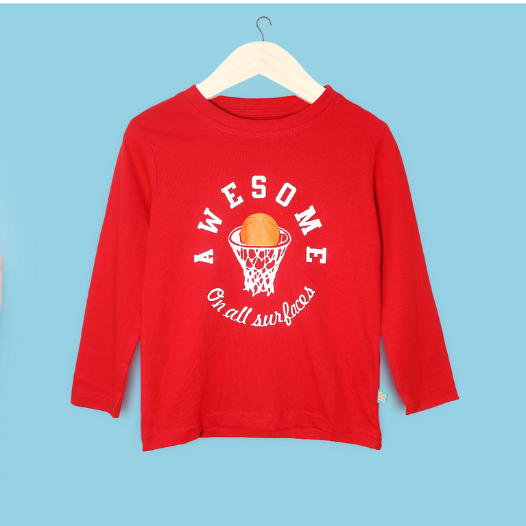 Nino's Full-Sleeve T-shirt and Pajama set with an Awesome text print design