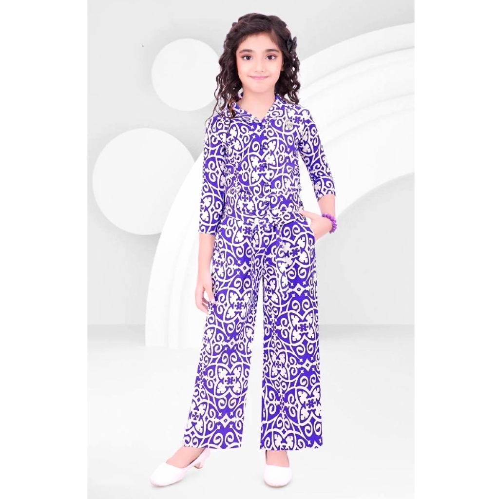 Ninos Girl's Co-Ord Set With Coordinating Sequin all over Printed Fit and Flare Dress