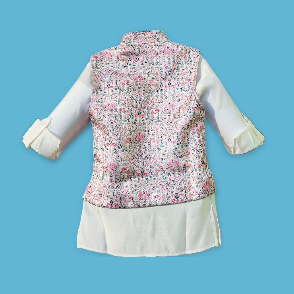 Boys Full Sleeves Kurta & Pajama Set with Waist Coat