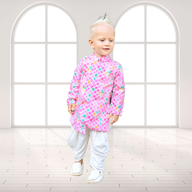 NINO'S - Boys Full Sleeves Printed Dhoti & Kurta Set