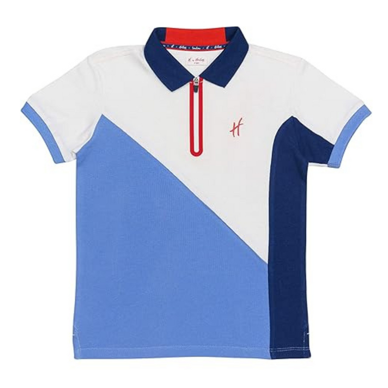 HAMLEYS Cotton Knit Half Sleeves Polo Neck T-Shirt - White