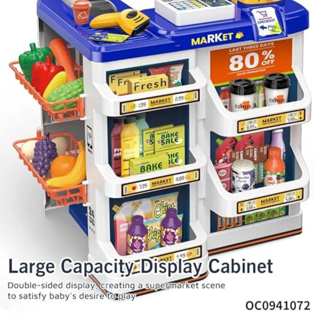 Star Impex Toy Supermarket Checkout Shopping Basket Plastic Kids Shopping Mall Game Set