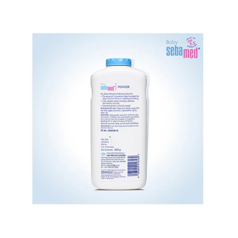 Sebamed Baby Powder| Olive Oil, Allantoin|Keeps newborn's skin fresh|absorbs sweat| 400 gm