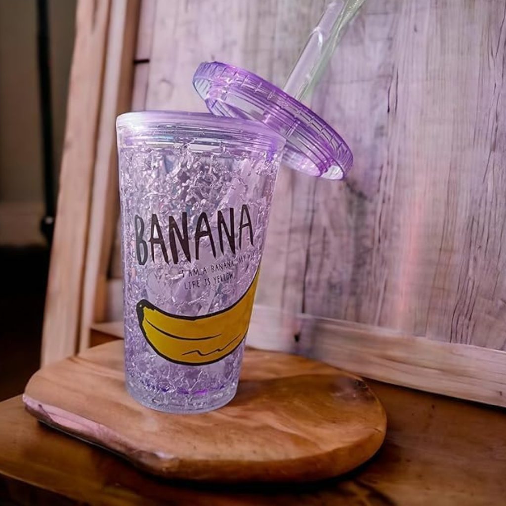Nino's Acrylic Frosted Double Walled Sippers Glass, Ice Cup With Straw & Lid - 500 ml