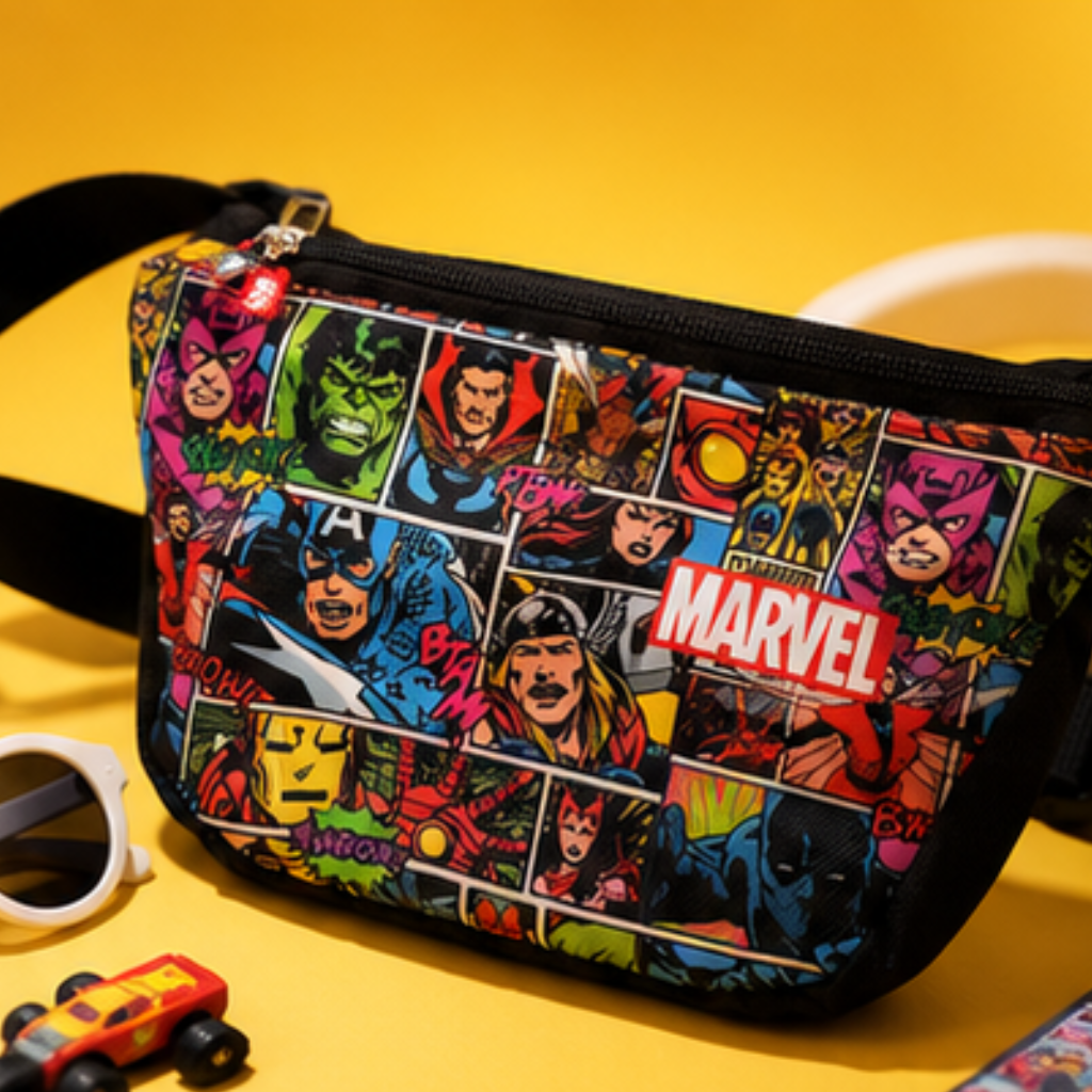 Marvel Superheroes Waist Bag for Kids | Avengers Comic Print Adjustable Fanny Pack