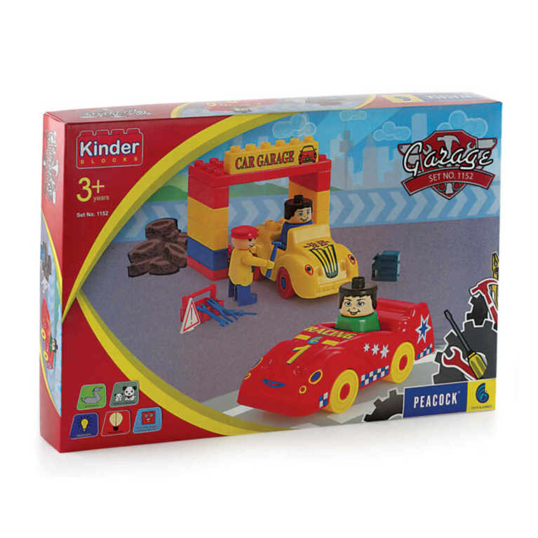 SMART Kinder Blocks Garage Set-(Car Garage Worksop Blocks) by Party Shopping-Multicolor