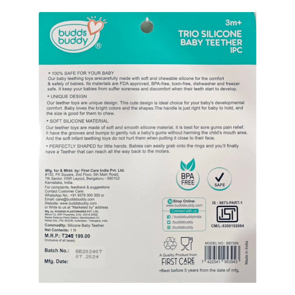 Buds Buddy Trio Silicone Baby Teether