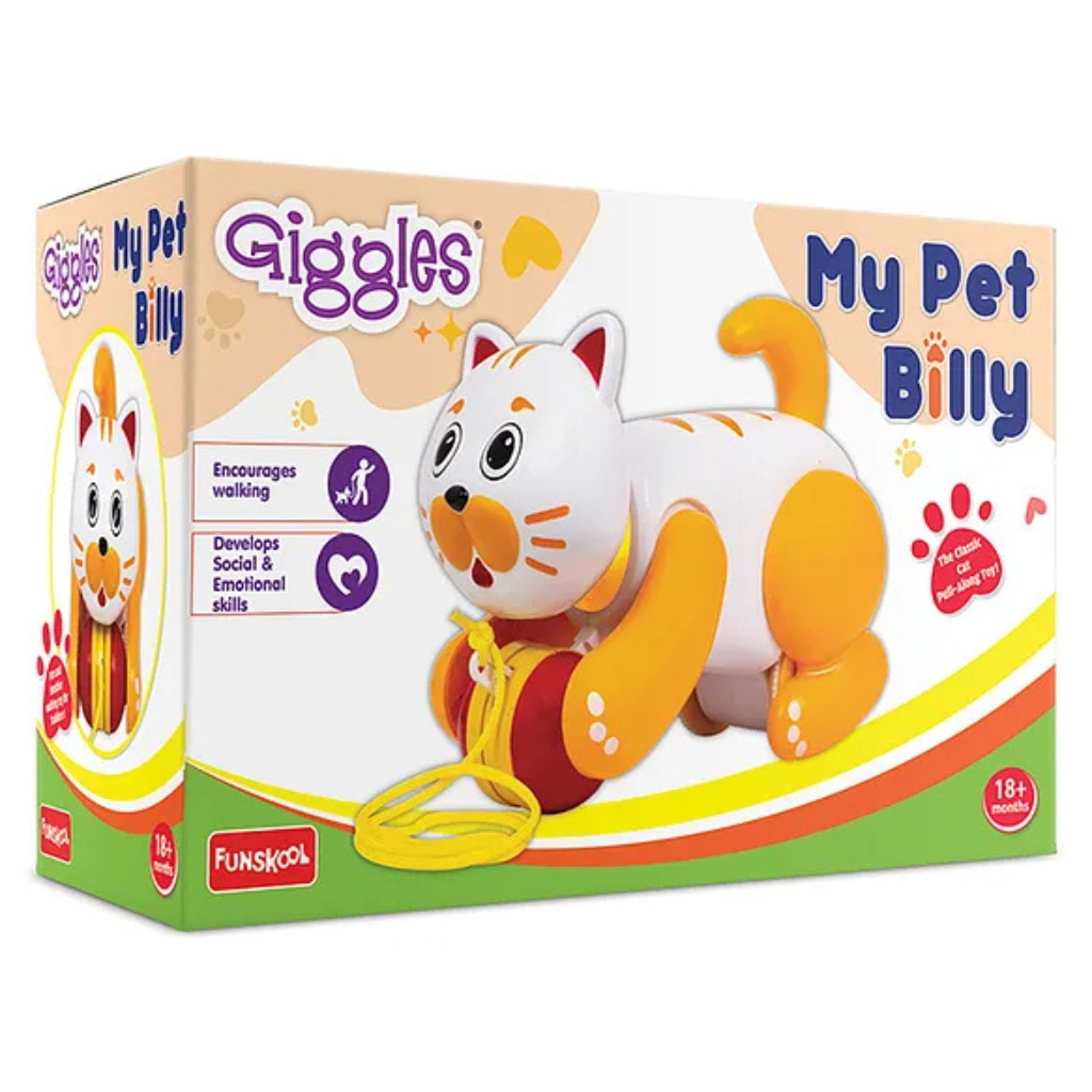 Giggles My Pet Billy Pull Along Toy - White & Yellow