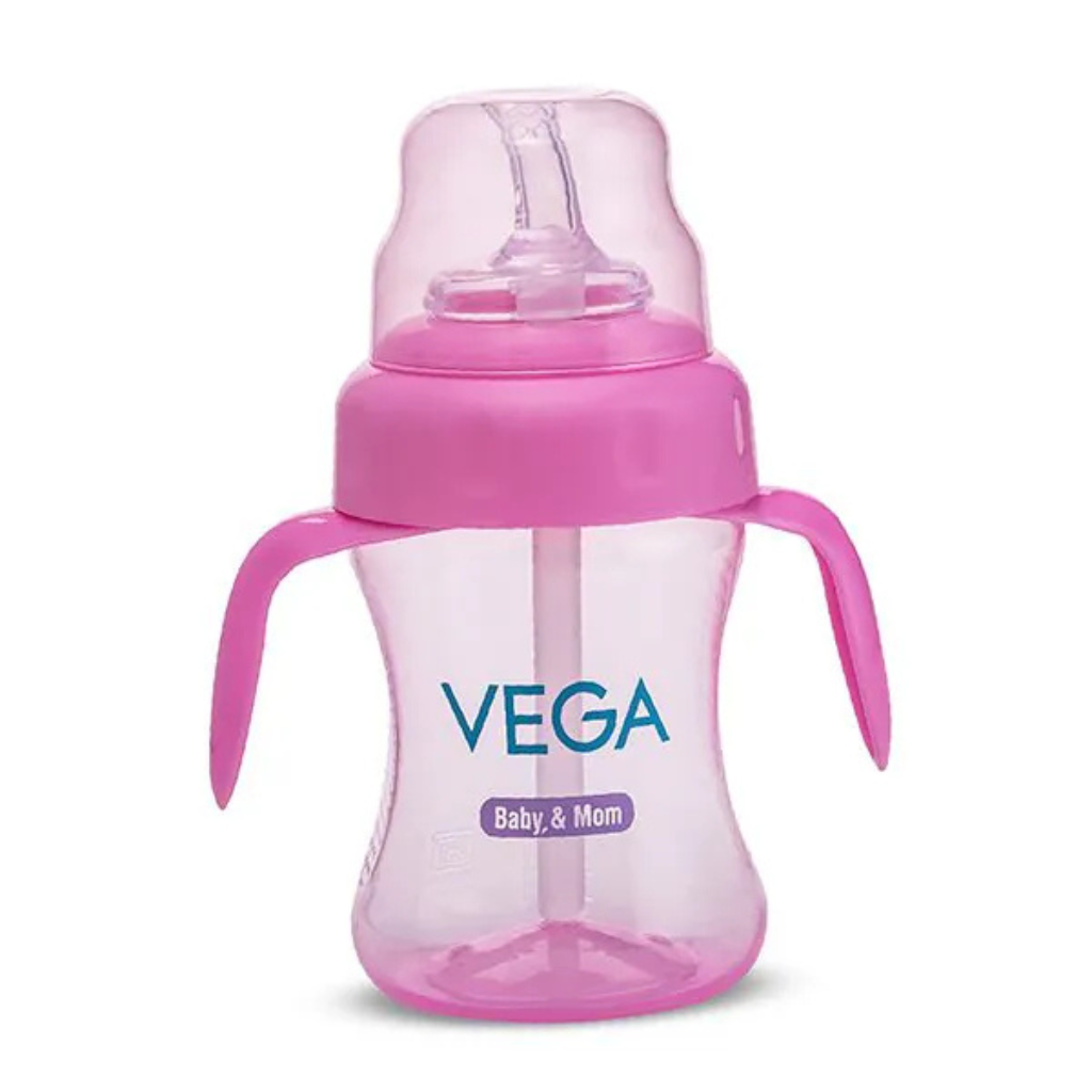 Vega- Baby & Mom Sipper with Straw Double Handles Cup Pink - 250 ml