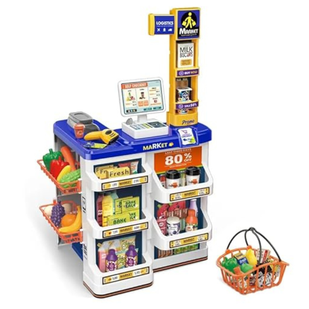Star Impex Toy Supermarket Checkout Shopping Basket Plastic Kids Shopping Mall Game Set