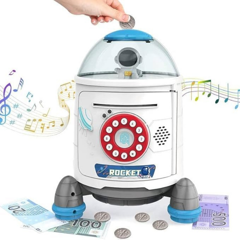 Ninos Space Rocket Mini ATM Unlock Money Bank for Kids