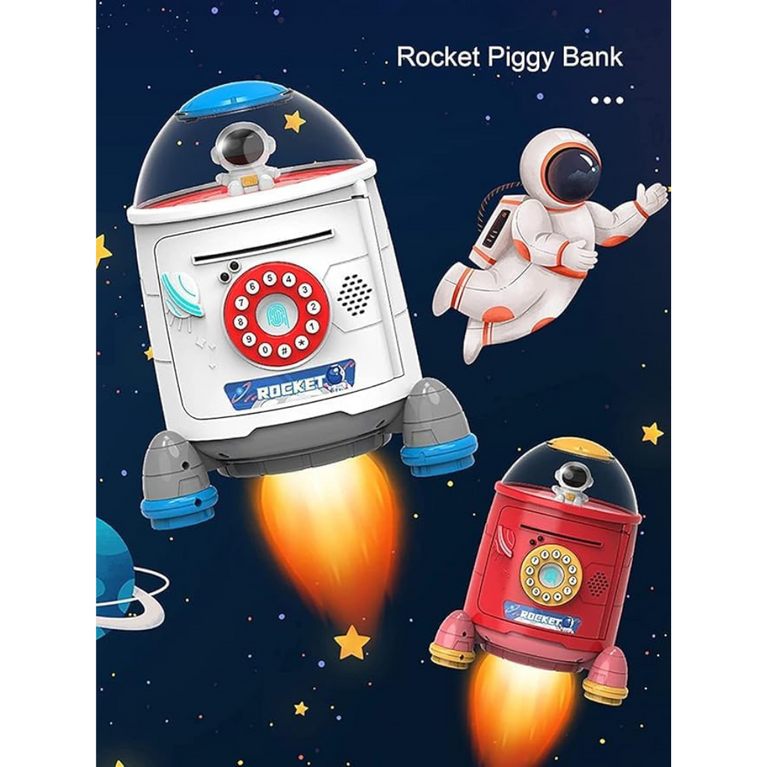 Ninos Space Rocket Mini ATM Unlock Money Bank for Kids