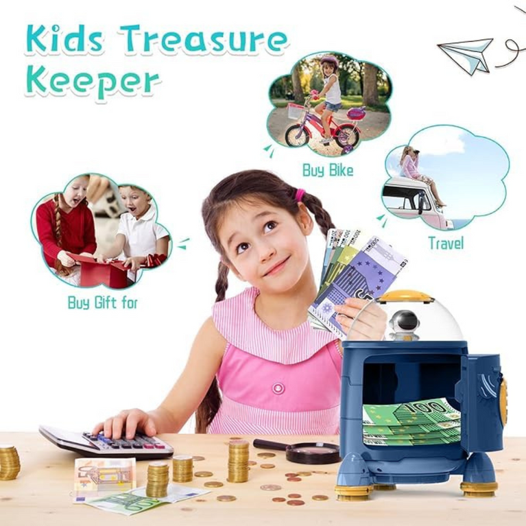 Ninos Space Rocket Mini ATM Unlock Money Bank for Kids