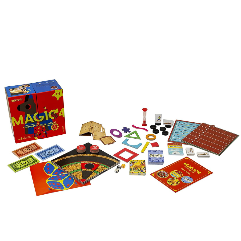 Magic4 Boy's and Girl's The Party Edition 4 in 1 Board Game - Multicolor, 5 Years and Above