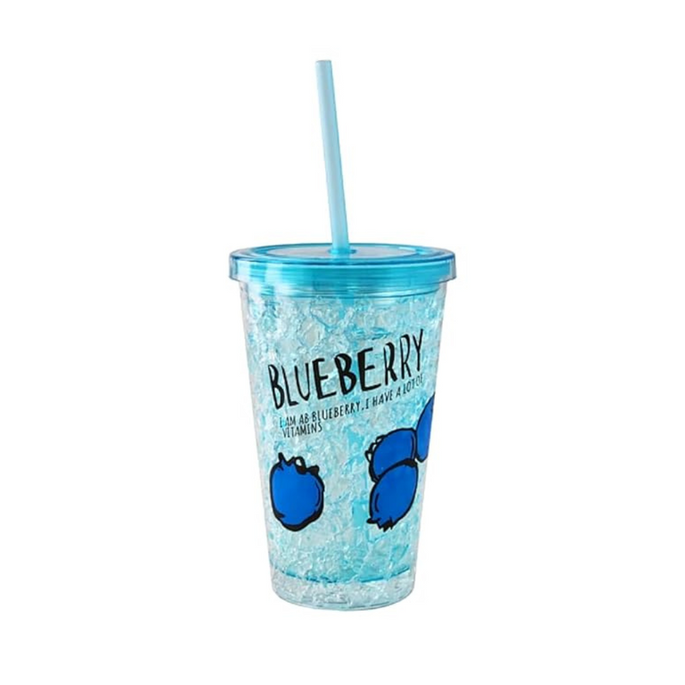 Nino's Acrylic Frosted Double Walled Sippers Glass, Ice Cup With Straw & Lid - 500 ml