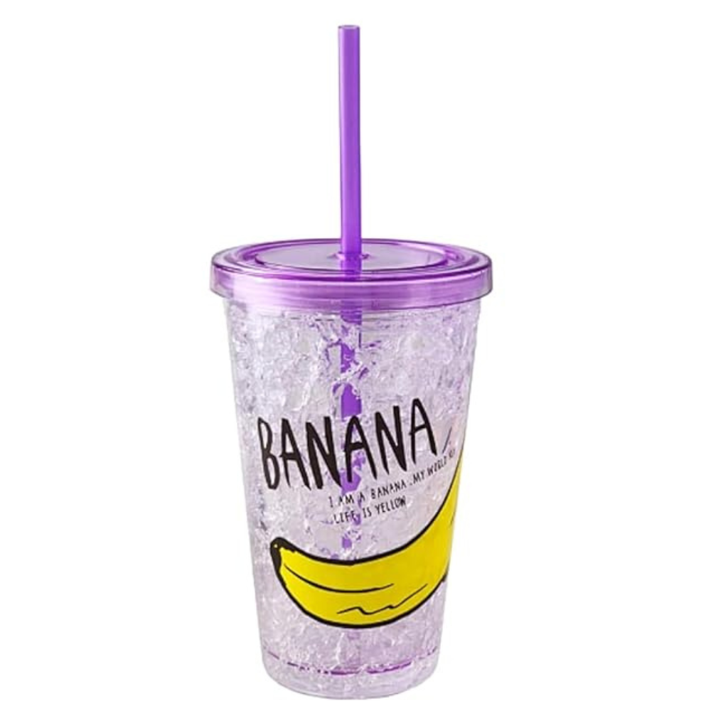 Nino's Acrylic Frosted Double Walled Sippers Glass, Ice Cup With Straw & Lid - 500 ml