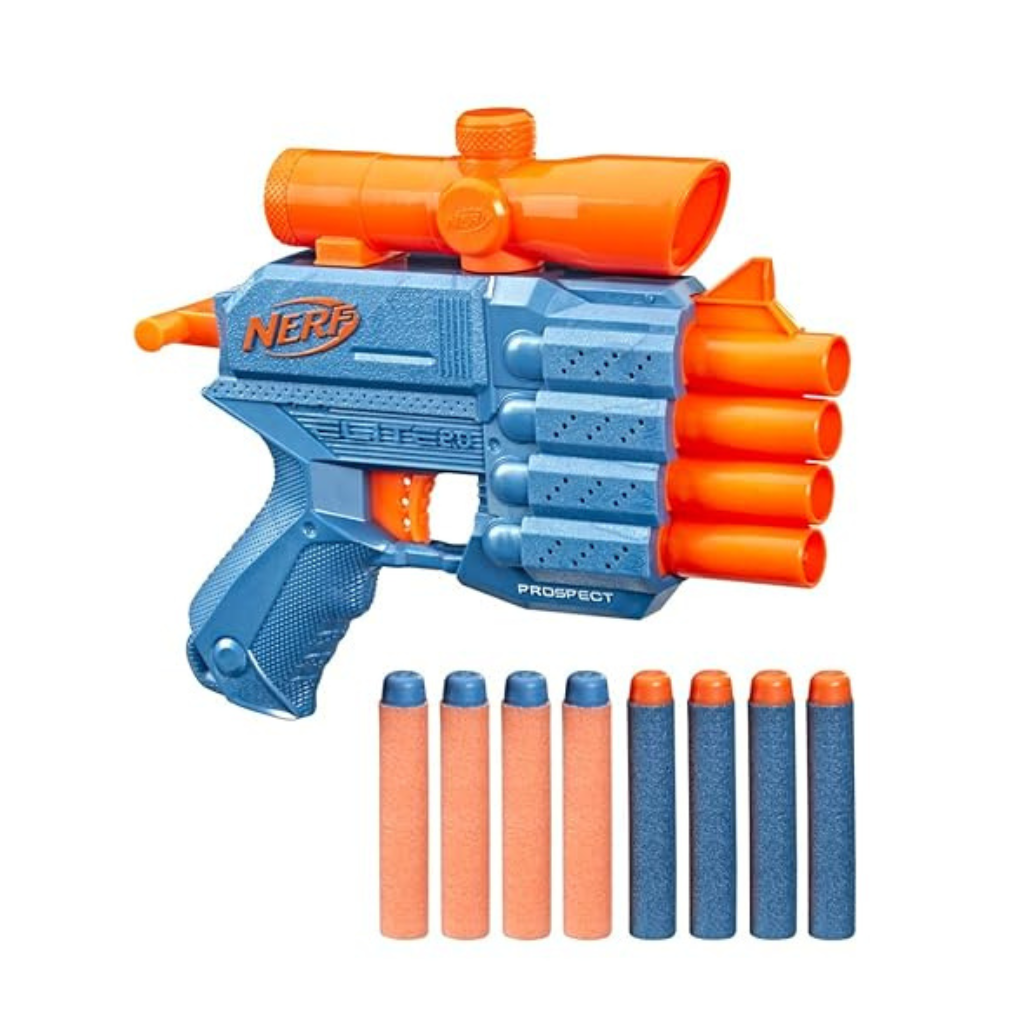 Nerf Elite 2.0 Prospect QS-4 Blaster, 8 Official Elite Darts, 4-Dart Blasting