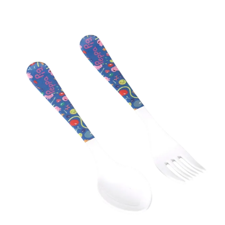 Servewell Peppa Pig Theme Kids Fork and Spoon - Multicolour