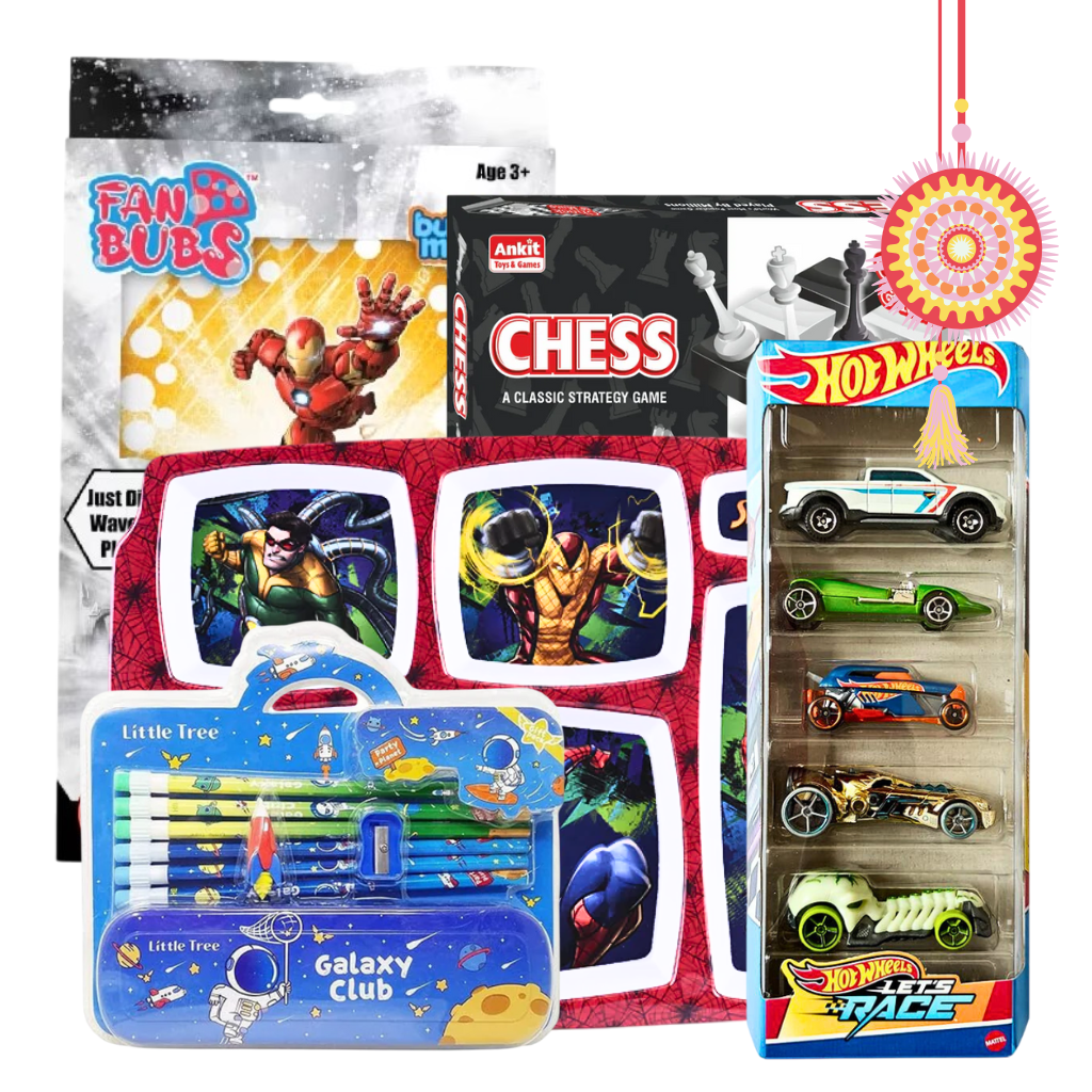 Hot wheels- Let's Race Rakhi Special Gift Set Kids – Fun-Filled Toy Surprise Gift Box