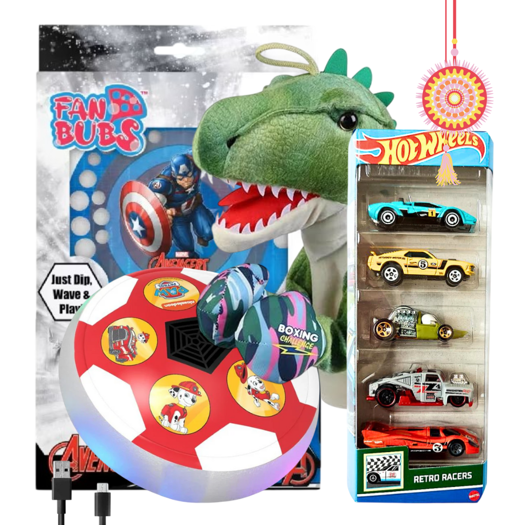 Hot wheels- Retro Racers Rakhi Special Gift Set Kids – Fun-Filled Toy Surprise Gift Box