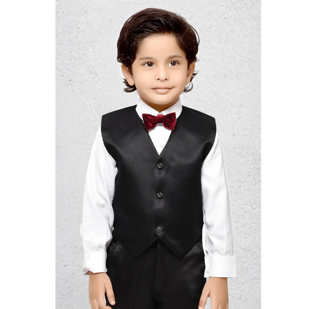 Maroon Velvet Tuxedo for Boys Full Sleeves 4 Piece Coat Suit