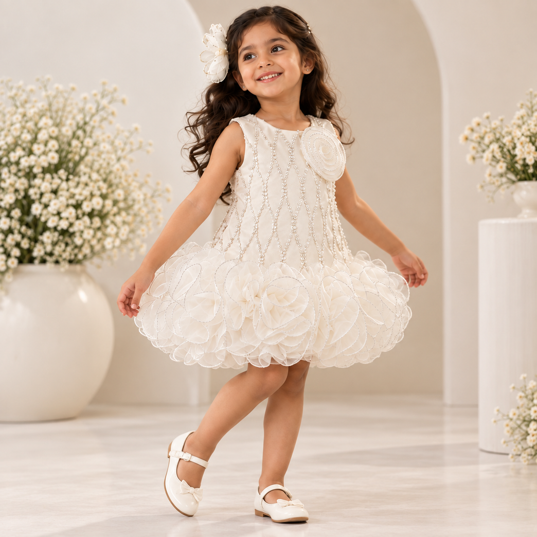 3D Floral Party Dress | Elegant Sleeveless Dress