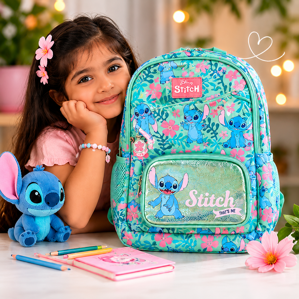 Kids Stitch School Backpack – Lightweight Multi-Pocket Travel & School Bag