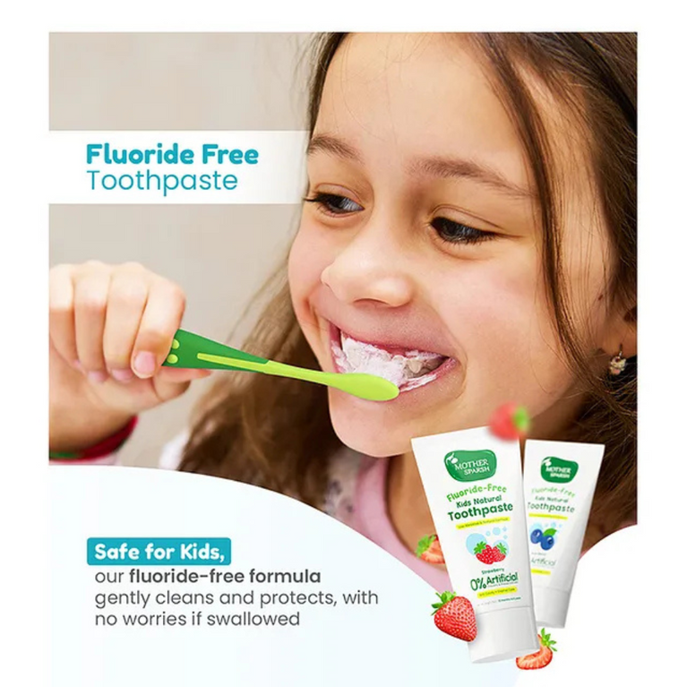 Mother Sparsh Baby Mother Sparsh Kids Natural Toothpaste with Free Toothbrush- Strawberry 50g