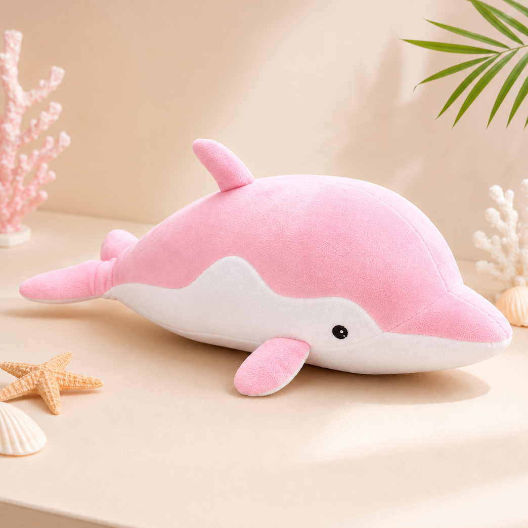 Nino’s Soft Pink Dolphin Plush Toy – Ultra-Cuddly Ocean Animal Stuffed Pillow for Kids