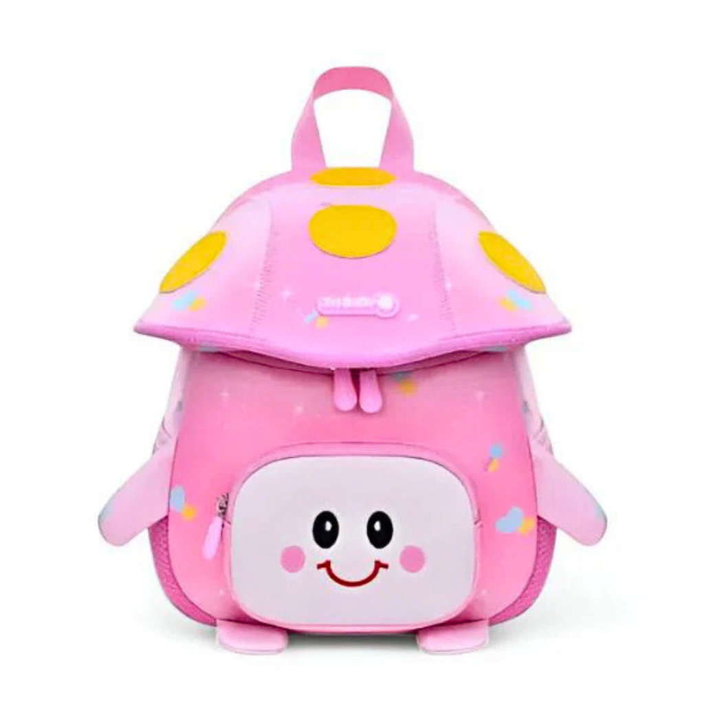 Ninos Mushroom Smiley Bag for Kids | Cute Kindergarten School Backpack | Large Storage & Fun Design