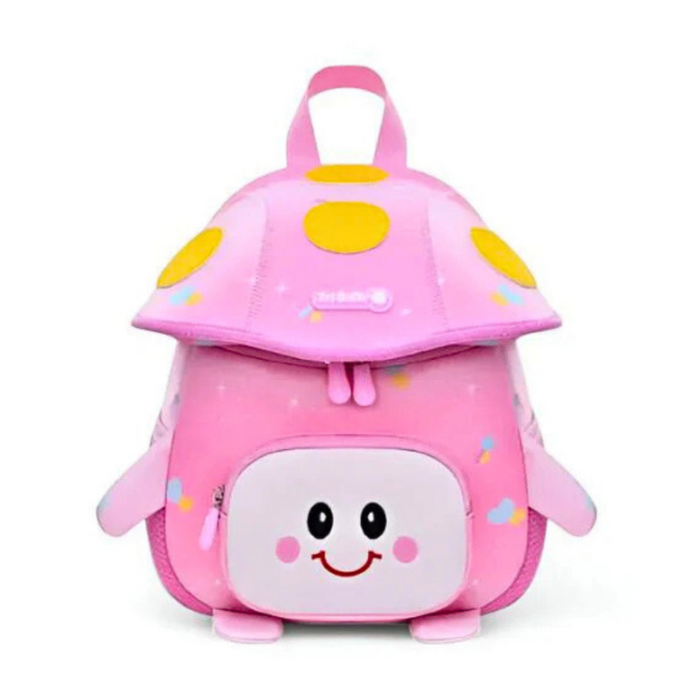 Ninos Mushroom Smiley Bag for Kids | Cute Kindergarten School Backpack | Large Storage & Fun Design