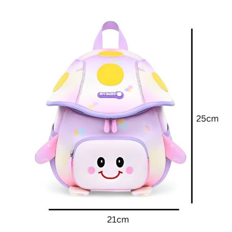 Ninos Mushroom Smiley Bag for Kids | Cute Kindergarten School Backpack | Large Storage & Fun Design
