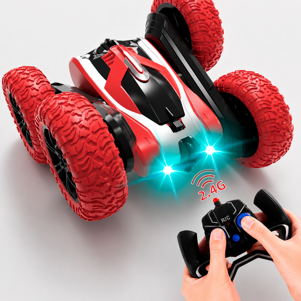 RC Stunt Drift Car for Kids – 360° Rotating Remote Control Car with LED Lights