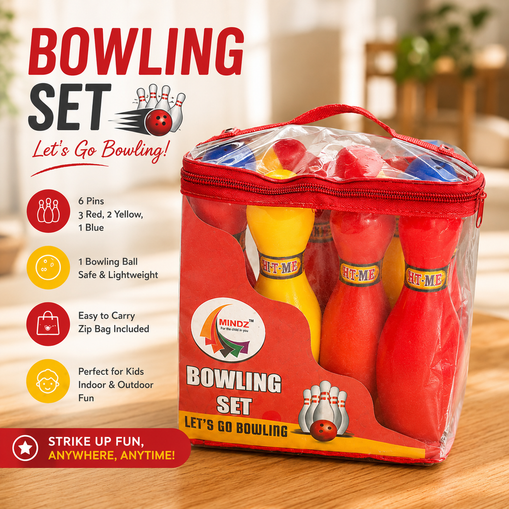 Kids Plastic Bowling Set with 6 Colorful Pins & Bowling Ball | Indoor & Outdoor Fun Game for Children