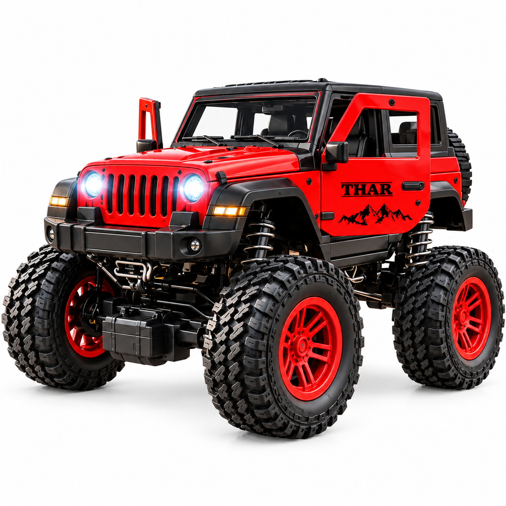RC Off-Road Jeep with LED Lights, Shock Absorbers and USB Charging