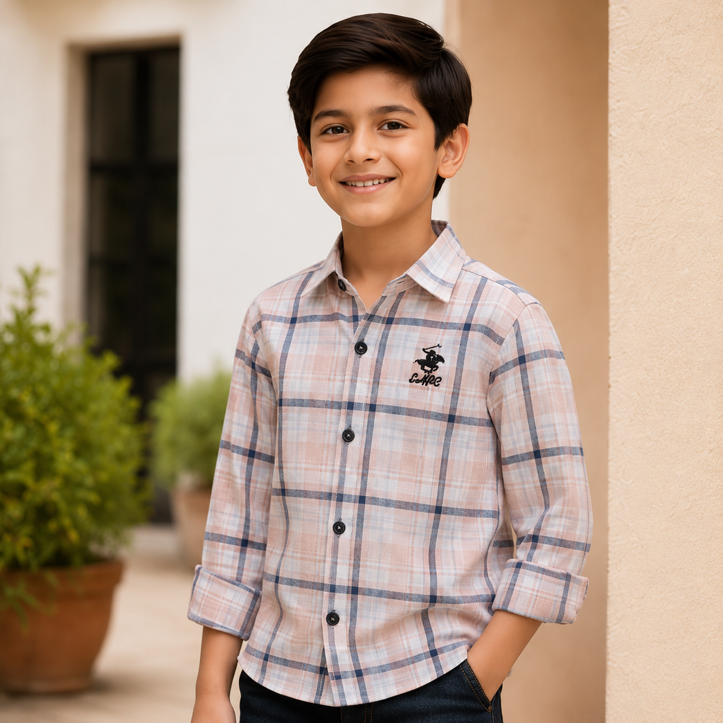 Premium Boys Pastel Checkered Full Sleeve Cotton Shirt