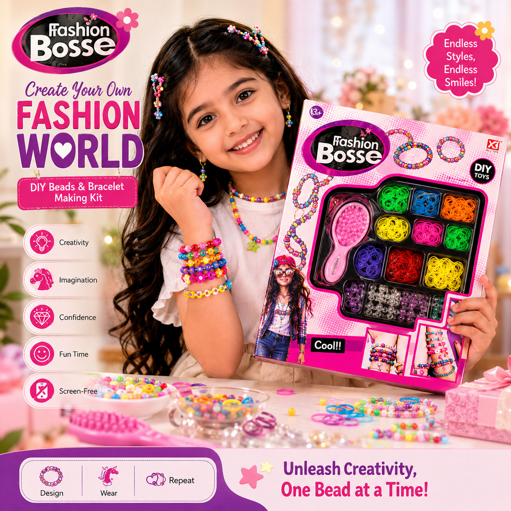 DIY Beads & Bracelet Making Kit for Kids | Fashion Bosse Jewelry Craft Set