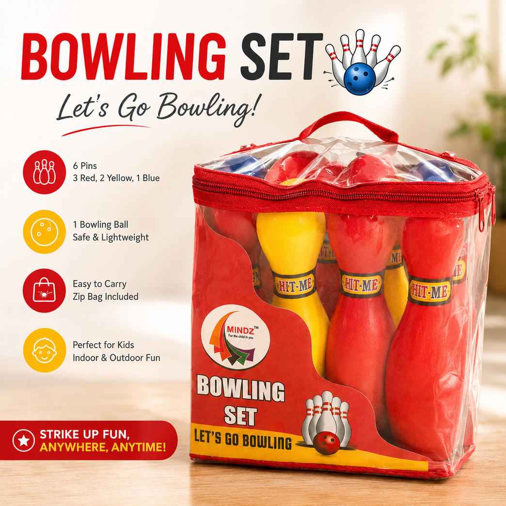 Kids Plastic Bowling Set with 6 Colorful Pins & Bowling Ball | Indoor & Outdoor Fun Game for Children