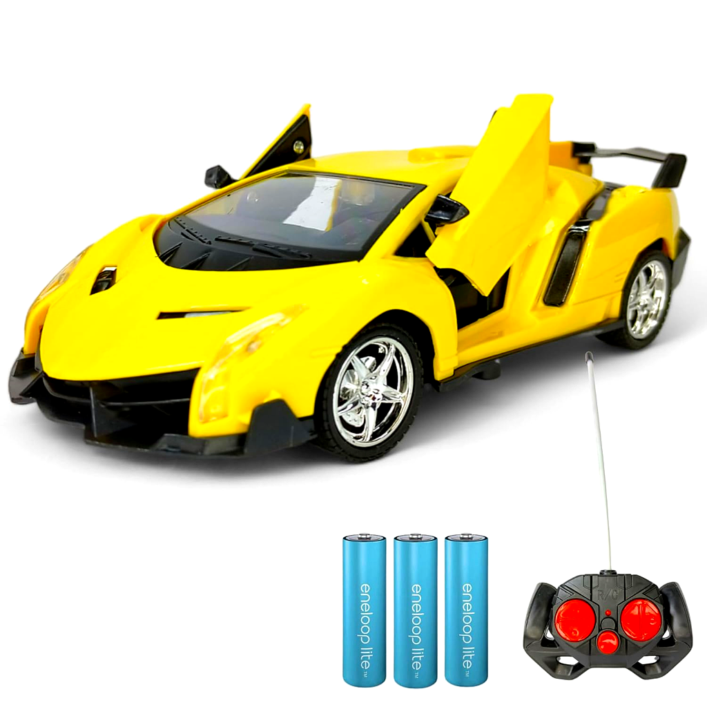 Remote Control Sports Car Toy for Kids with Scissor Doors | RC Supercar with LED Lights