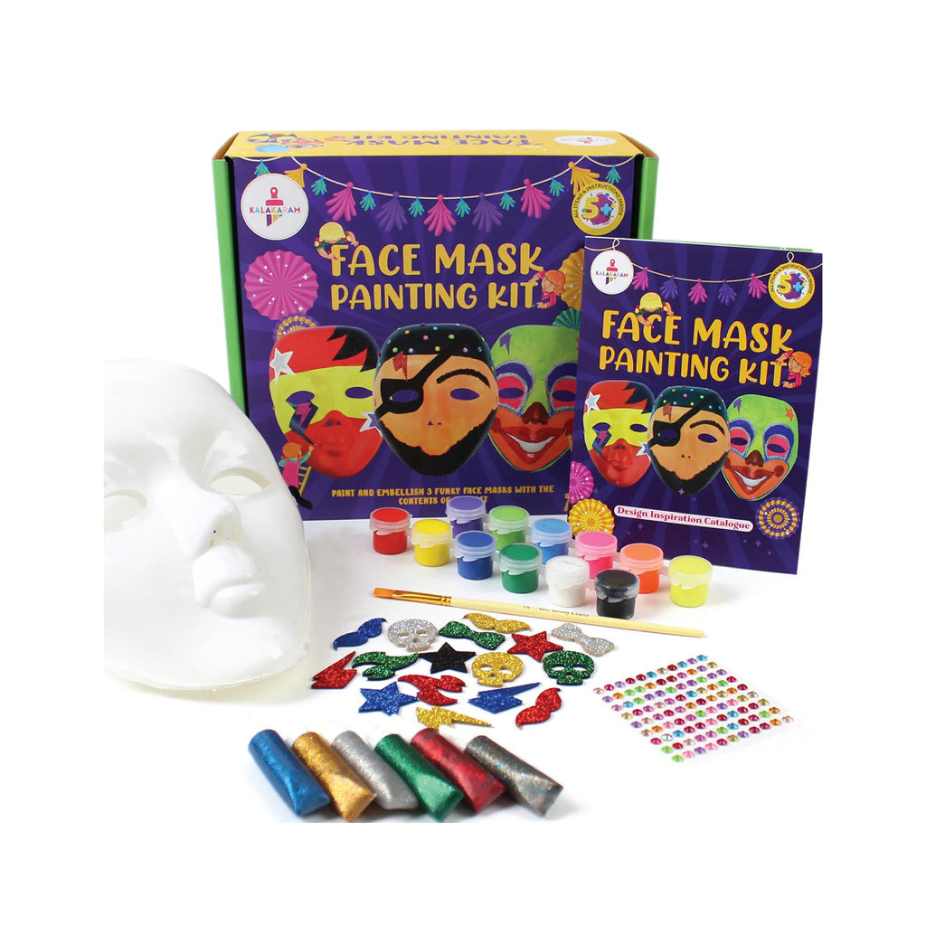 KALAKARAM DIY Face Mask Painting Kit for Kids | Paint & Decorate Creative Art & Craft Activity Set