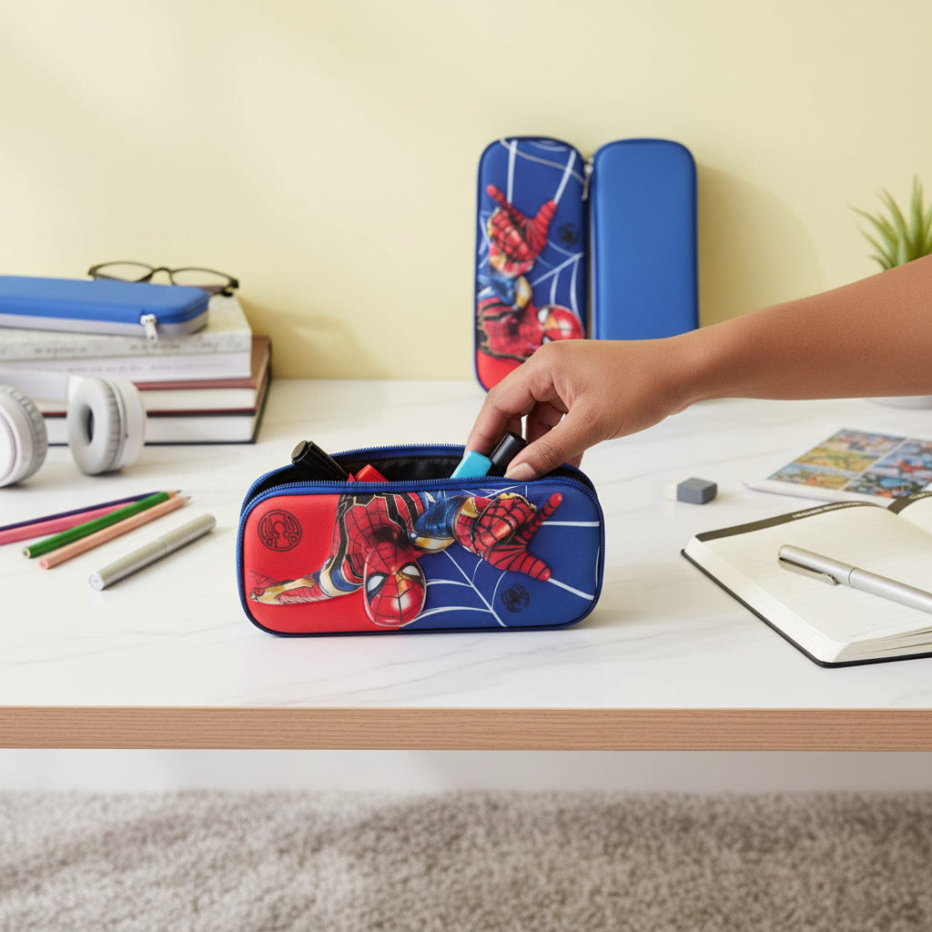 Kids Superhero Hard Shell Pencil Case – Large Capacity Stationery Organizer for School