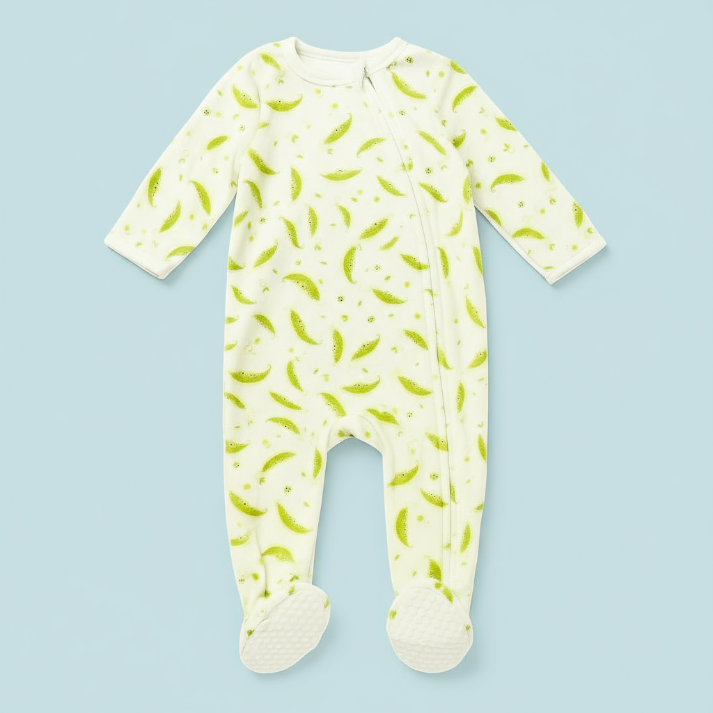 Velour Knit Full Sleeves Winter Wear Footed Sleep Suit