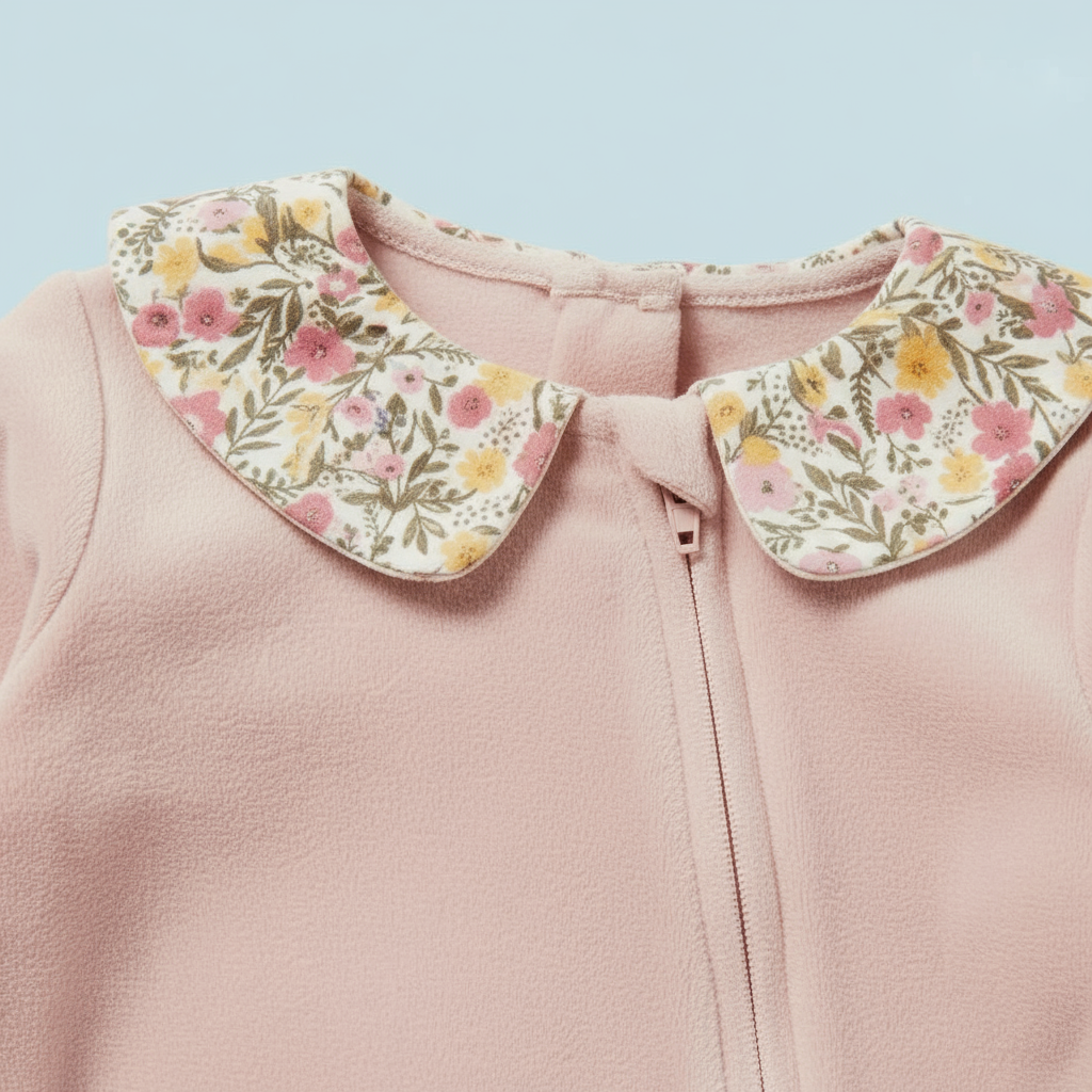 Velour Knit Full Sleeves Winter Wear Footed Sleep Suit