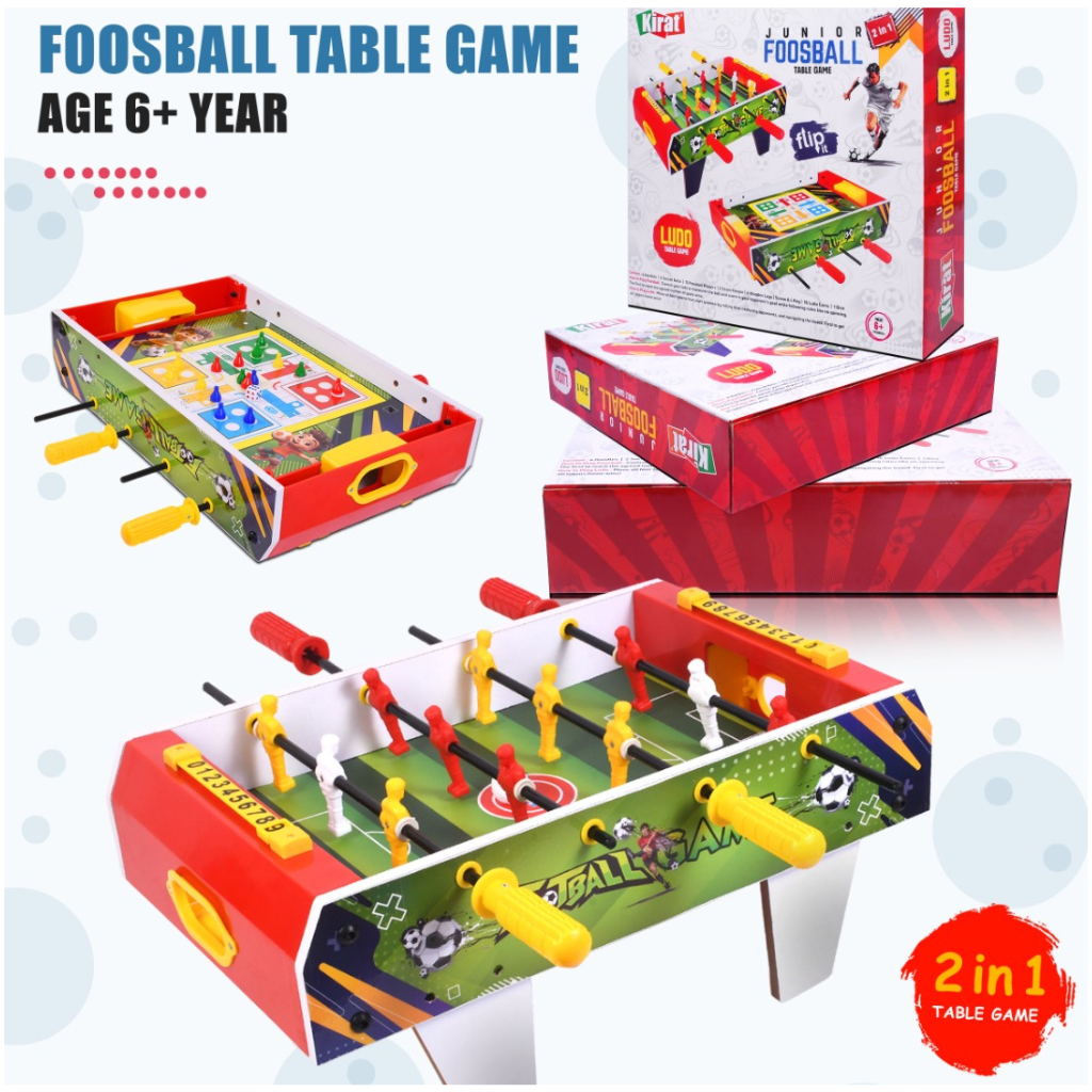 KIRAT- Junior 2 in 1 Foosball Table Game Mini Football Game Board Ludo Table Game Lightweight Table Top 6+years