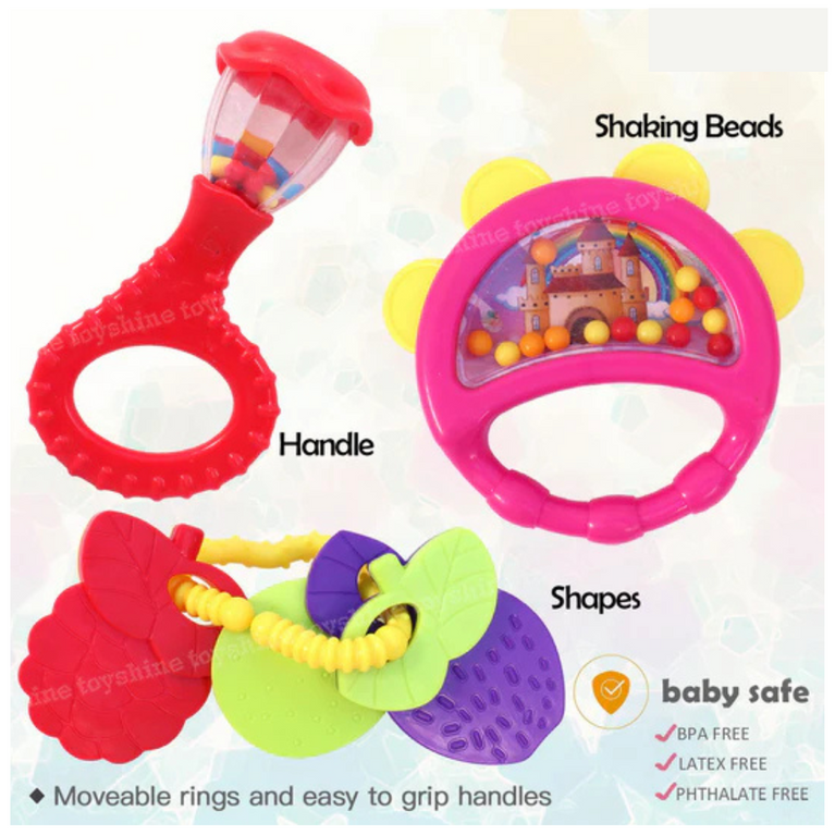 Awals Smart Bell Rattle Set for New Born Babies, Toy for Babies -Pack of 6
